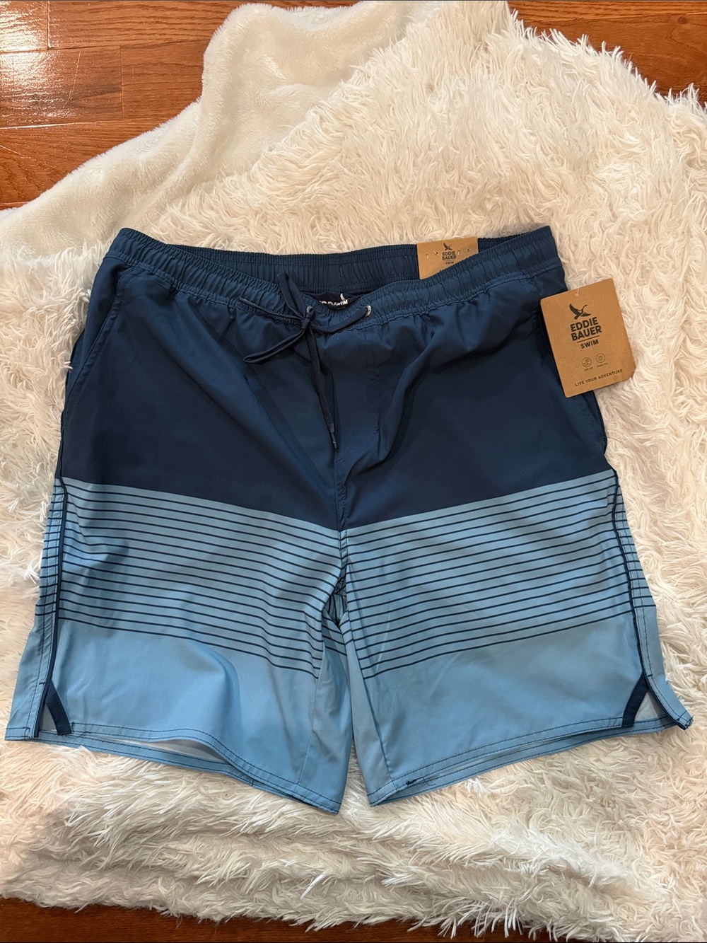 Eddie Bauer Two-Tone Navy and Light Blue Swim Shorts